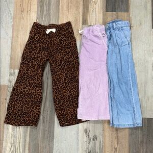 Cat & Jack girls wide leg pants, in Leopard, purple, and Blue